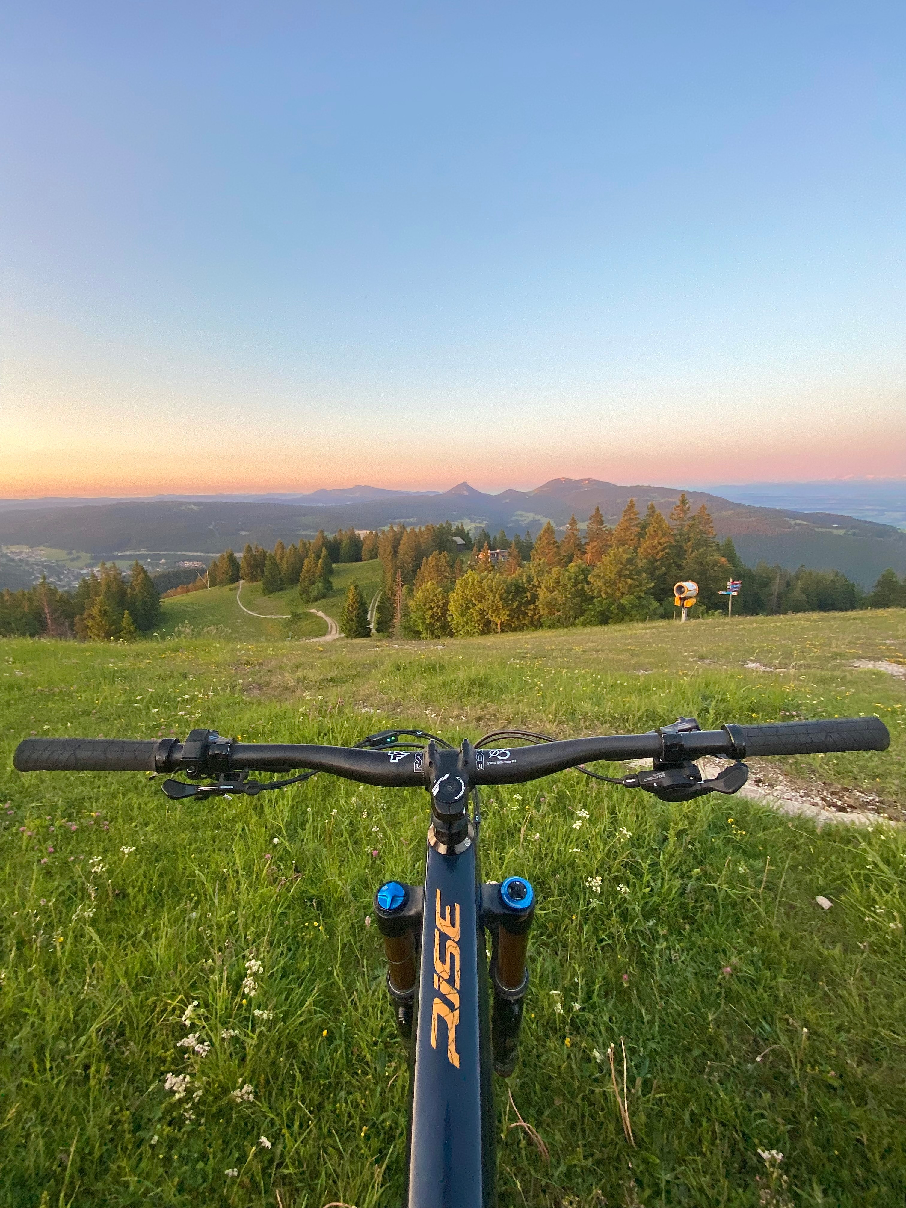 Mountain biking at sunset